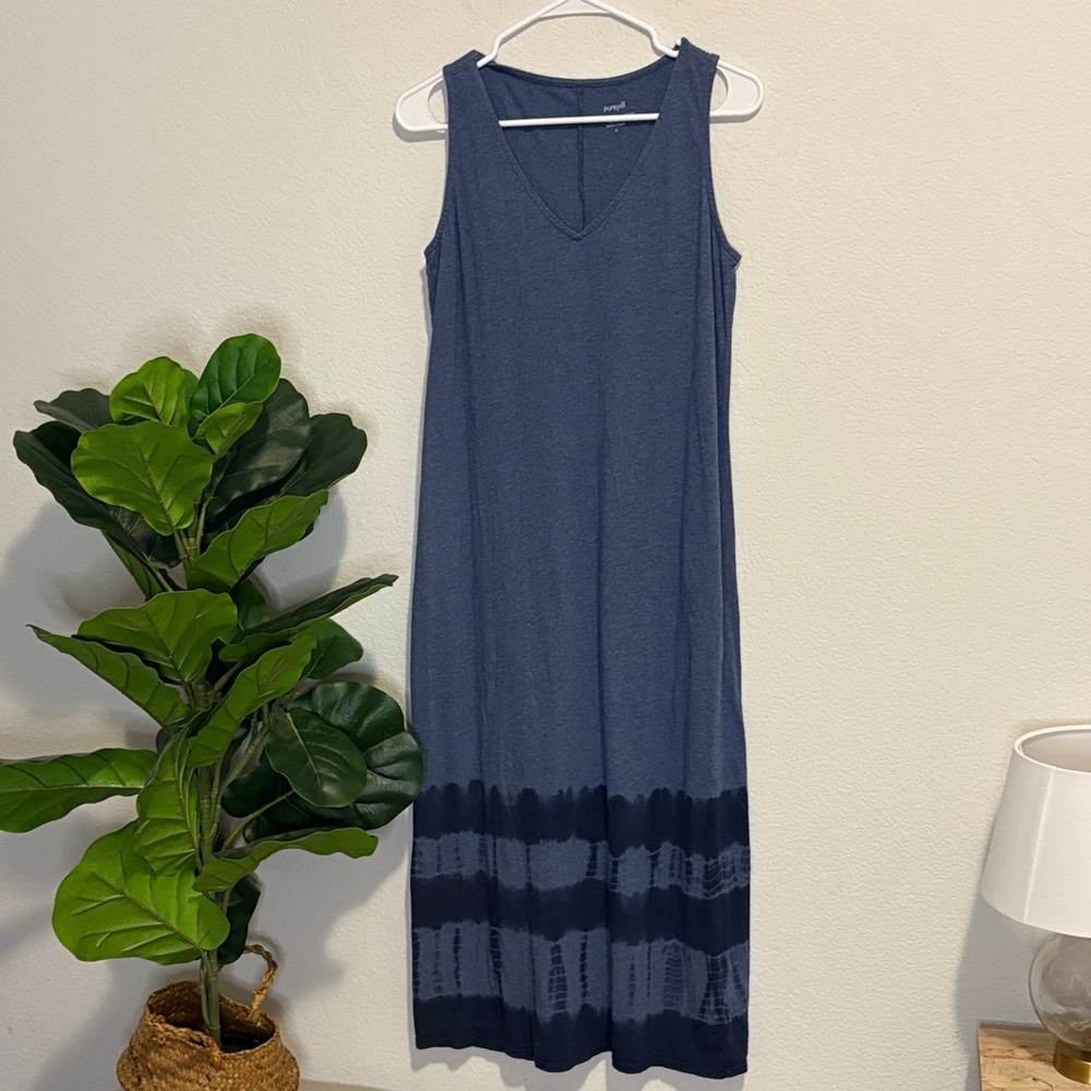 Pure Jill 100% cotton Blue Tie-Dye Maxi Dress size small